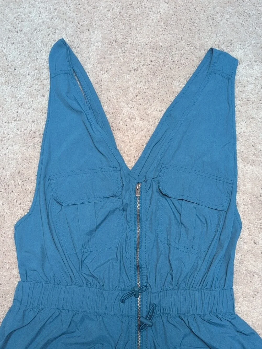 Free People Teal Utility Romper with Pockets